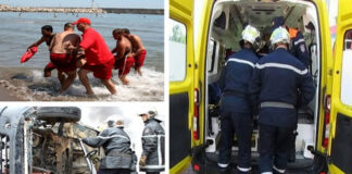 Protection civile: 14 décès par noyade et 10 morts dans des accidents de la circulation en 48 heures
