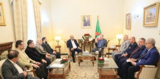 Conseil de la nation: Goudjil reçoit une délégation du Mouvement palestinien Hamas