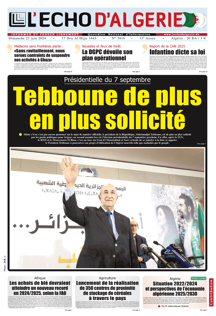 N°3618 du 23 Juin 2024 – L'Echo d'Algérie