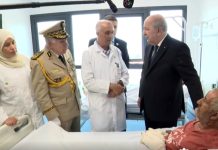 En réconfortant les victimes des incendies: Le président Tebboune au chevet des blessés à l’hôpital des grands brûlés de Zéralda